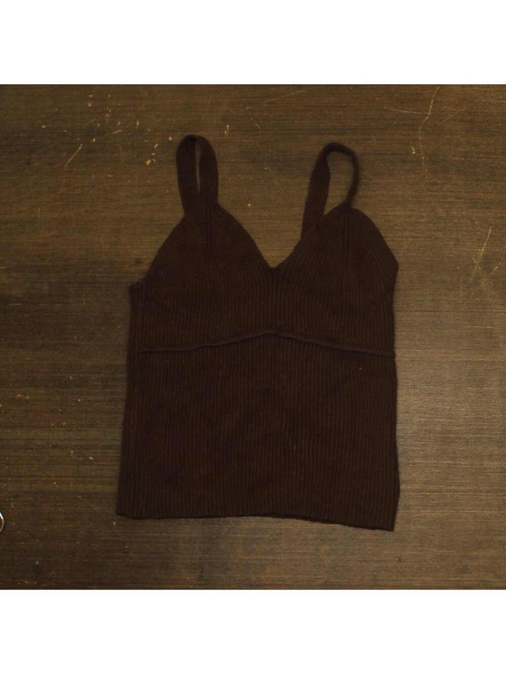 NEW And Now This Cropped Ribbed Sleeveless Sweater Tank Brown L
